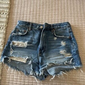 Zara Blue Distressed Jean Shorts